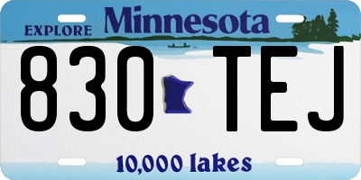 MN license plate 830TEJ