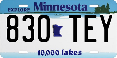 MN license plate 830TEY