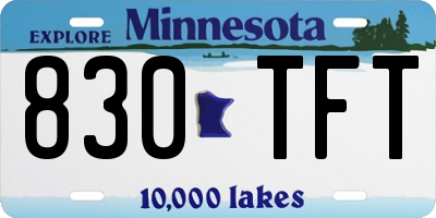 MN license plate 830TFT