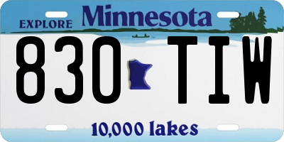 MN license plate 830TIW
