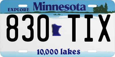 MN license plate 830TIX