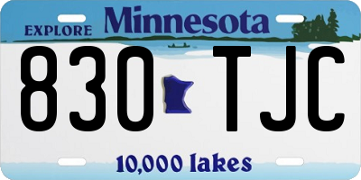 MN license plate 830TJC