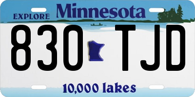 MN license plate 830TJD