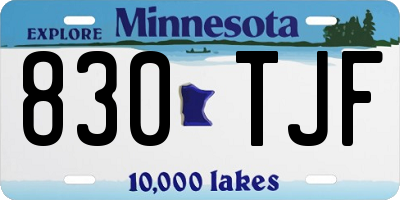 MN license plate 830TJF