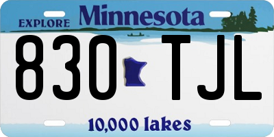 MN license plate 830TJL