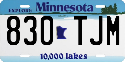 MN license plate 830TJM