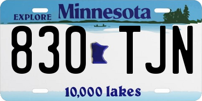 MN license plate 830TJN