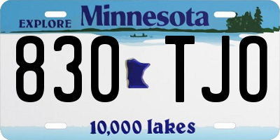 MN license plate 830TJO