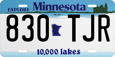 MN license plate 830TJR