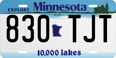 MN license plate 830TJT