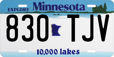 MN license plate 830TJV