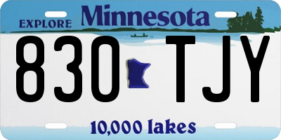 MN license plate 830TJY