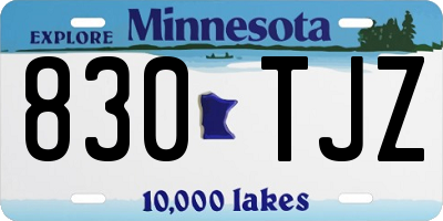 MN license plate 830TJZ
