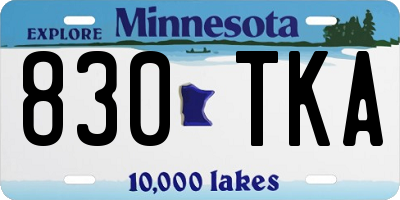 MN license plate 830TKA
