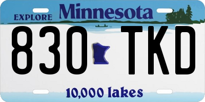 MN license plate 830TKD