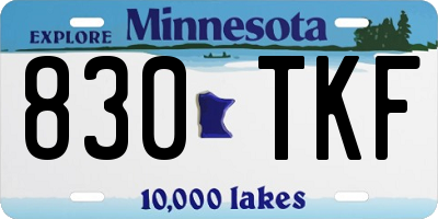 MN license plate 830TKF