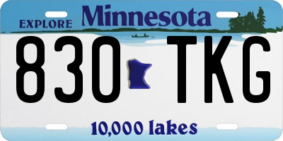 MN license plate 830TKG