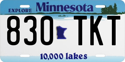 MN license plate 830TKT