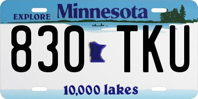 MN license plate 830TKU
