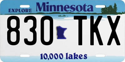 MN license plate 830TKX