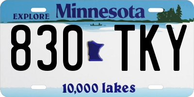 MN license plate 830TKY
