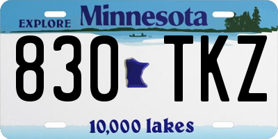 MN license plate 830TKZ