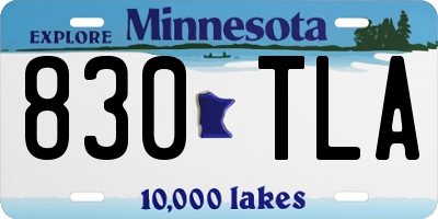 MN license plate 830TLA