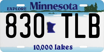 MN license plate 830TLB