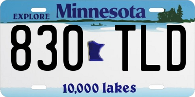 MN license plate 830TLD