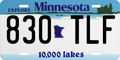 MN license plate 830TLF