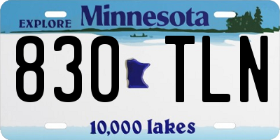 MN license plate 830TLN
