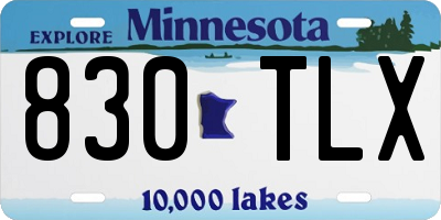 MN license plate 830TLX