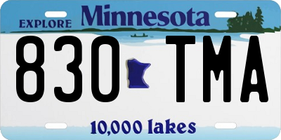 MN license plate 830TMA
