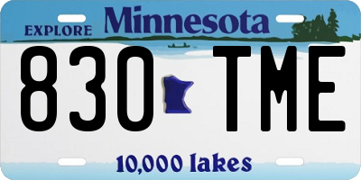 MN license plate 830TME