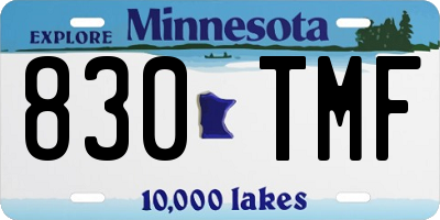 MN license plate 830TMF