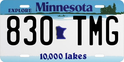 MN license plate 830TMG