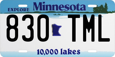 MN license plate 830TML