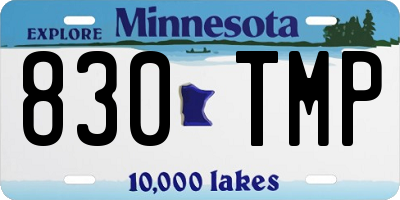 MN license plate 830TMP