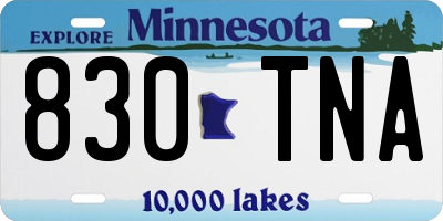 MN license plate 830TNA