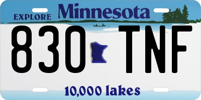 MN license plate 830TNF