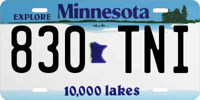 MN license plate 830TNI