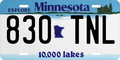 MN license plate 830TNL