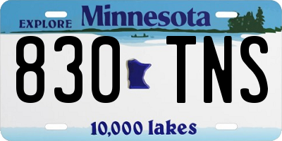 MN license plate 830TNS
