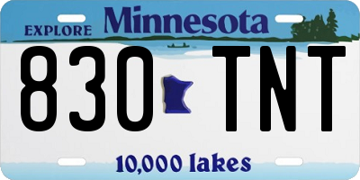 MN license plate 830TNT