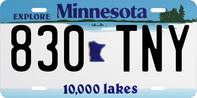 MN license plate 830TNY
