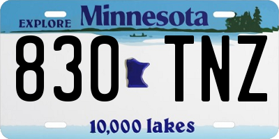 MN license plate 830TNZ