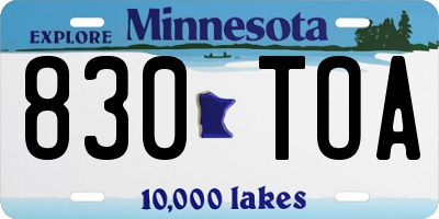 MN license plate 830TOA