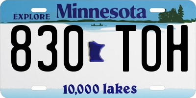 MN license plate 830TOH