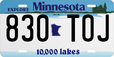 MN license plate 830TOJ