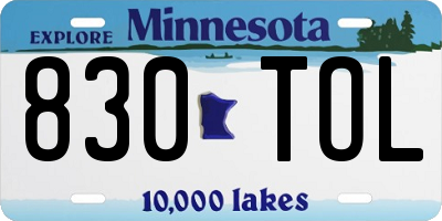MN license plate 830TOL
